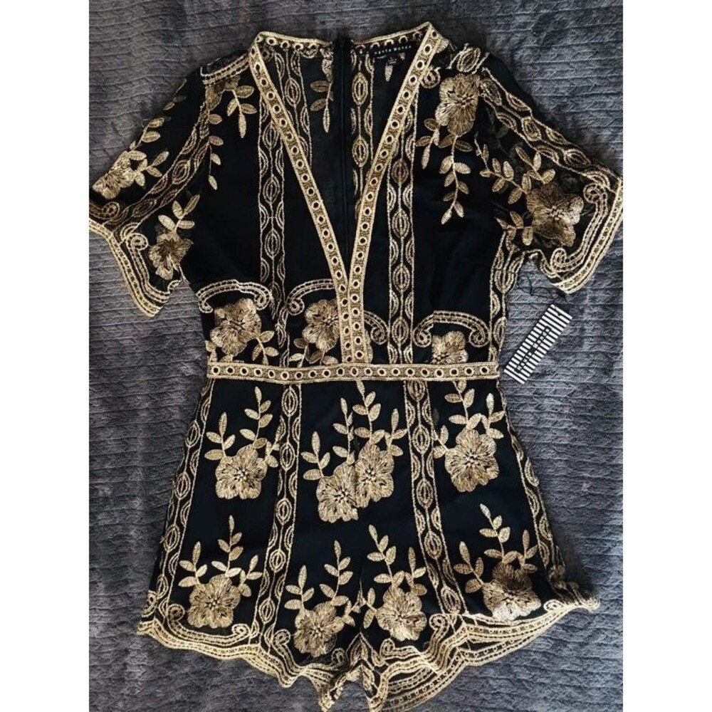 Haute Monde Women’s Large Black and Gold short-sleeve romper